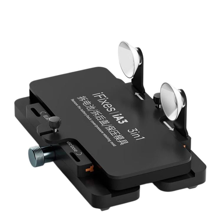 Morsetto universale per la riparazione di telefoni, per la rimozione del coperchio posteriore della batteria, con sistema di fissaggio a pressione., iFixes iA3 3-in-1