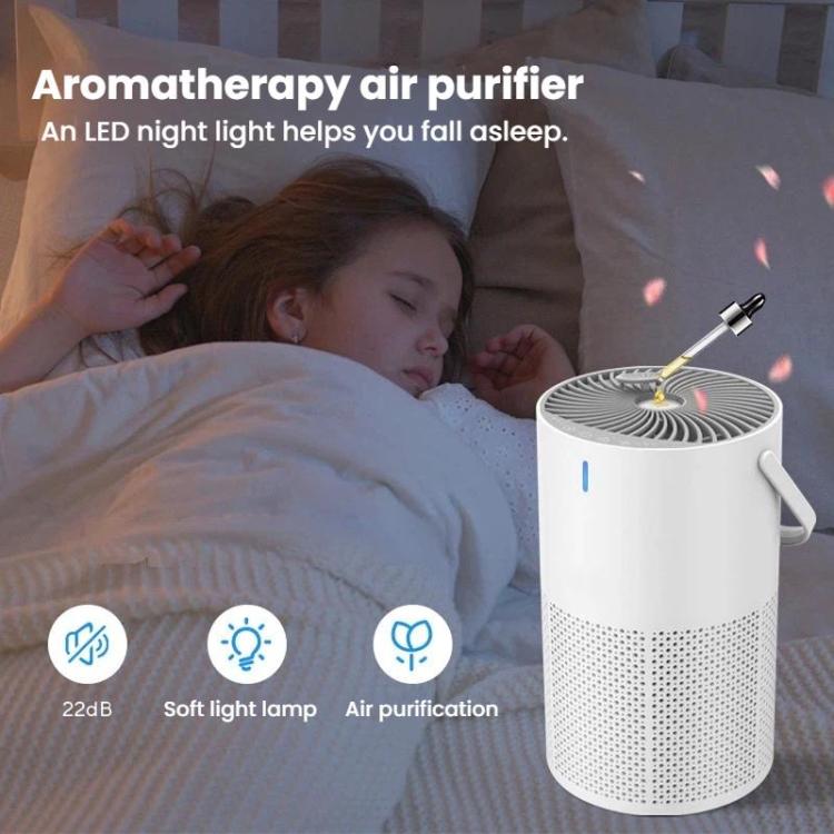 K802-1 Purificatore d'aria domestico con comandi touch, bassa rumorosità e luce LED, aromaterapia per eliminare gli odori., K802-1