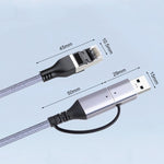 USB-C/USB 3.0 To RJ45 Gigabit Ethernet Cable LAN Converter, 2-in-1 Ethernet Cable