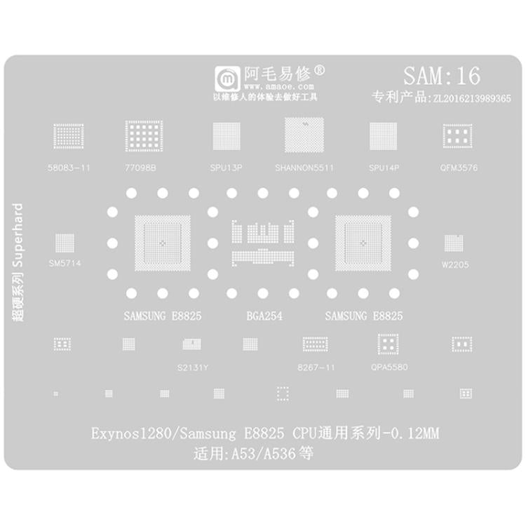 AMAOE Strumento di riparazione per saldatura e reballing BGA Samsung con stencil., SAM15 S21/S21 Ultra, SAM16 A53/A536, SAM17 S22/S22 Ultra, SAM18 A14/A54, SAM19 S23/S24, SAM20 A156U/A156E, SAM21 S25/S25+
