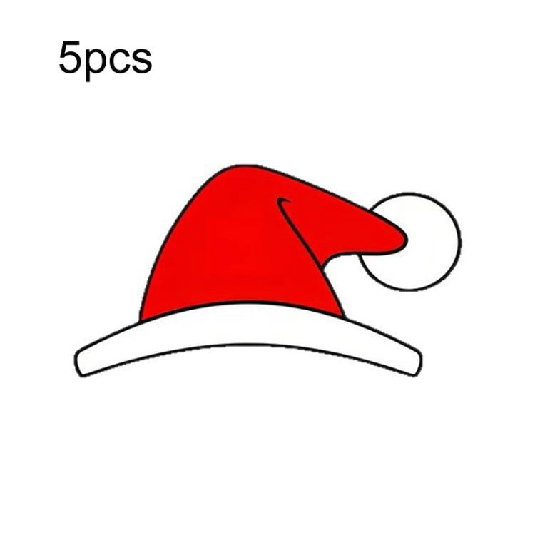 5 adesivi impermeabili per finestrini auto a forma di cappello di Natale, ideali per le vacanze.