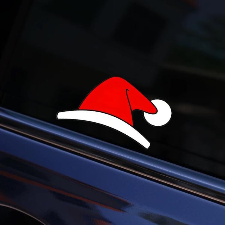 5 adesivi impermeabili per finestrini auto a forma di cappello di Natale, ideali per le vacanze.