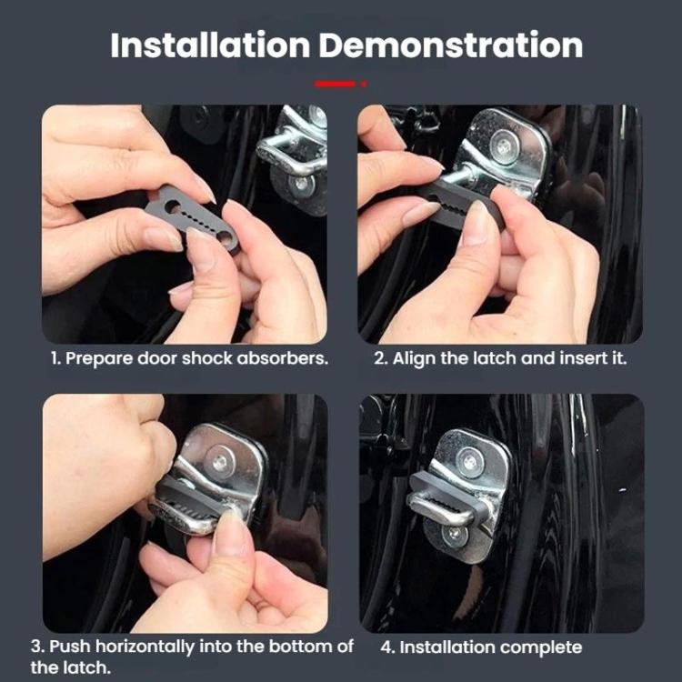 4 pezzi di cuscinetti di protezione antiurto per fibbia di chiusura della portiera dell'auto, in silicone, per ridurre il rumore della portiera.