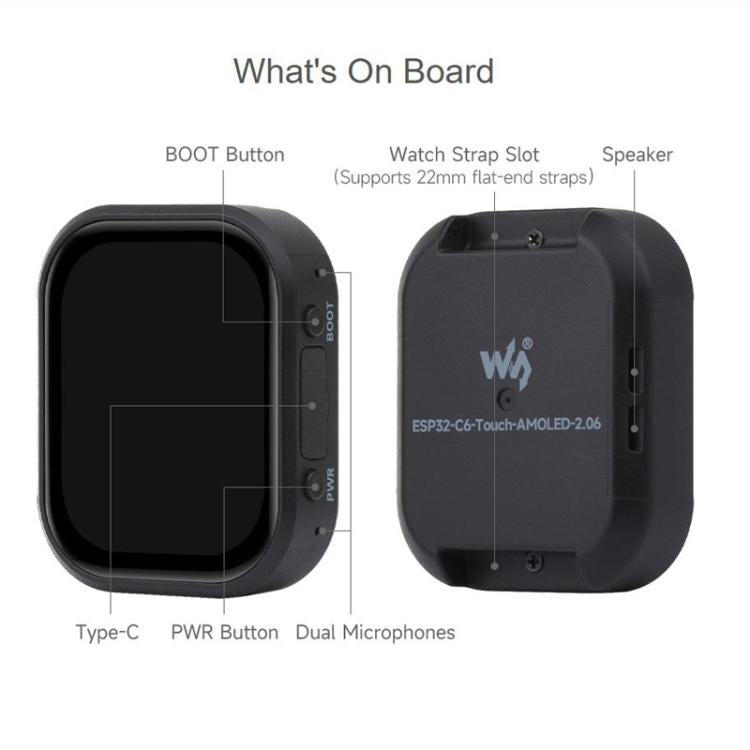 Scheda sviluppo smartwatch ESP32-C6 con display AMOLED 2,06"