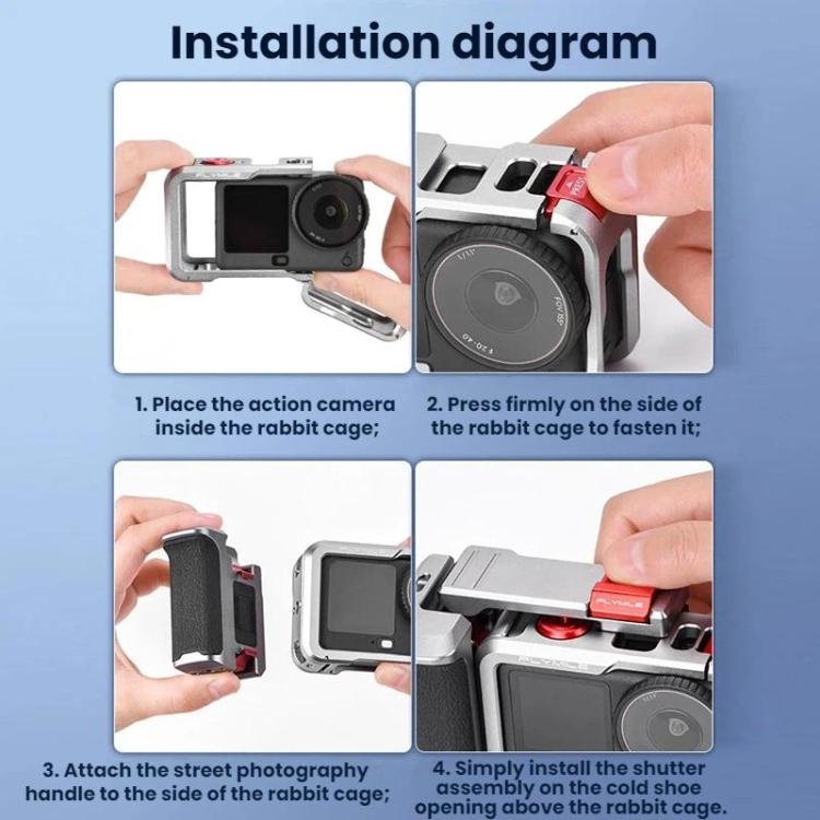 Kit di telaio protettivo esteso Flymile per DJI Osmo Action 6, AC6017 Silver
