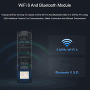 La scheda di sviluppo supporta Wi-Fi 6 e Bluetooth 5/BLE., WAVESHARE ESP32-P4-WIFI6, WAVESHARE ESP32-P4-WIFI6-M, WAVESHARE ESP32-P4-WIFI6-KIT-A, WAVESHARE ESP32-P4-WIFI6-KIT-B