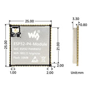 La scheda core WAVESHARE ESP32-P4-Module supporta Wi-Fi a 2,4 GHz e Bluetooth 5.3, 16MB, 32MB