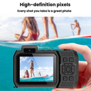 D50 Fotocamera selfie HD a doppio schermo impermeabile IP68, per esterni e immersioni.