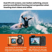 D50 Fotocamera selfie HD a doppio schermo impermeabile IP68, per esterni e immersioni.