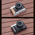 Attacco a slitta a L per fotocamera Fujifilm X-E5 Flymile, per scatti con una sola mano., Black Ebony, Silver Walnut