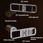Attacco a slitta a L per fotocamera Fujifilm X-E5 Flymile, per scatti con una sola mano., Black Ebony, Silver Walnut