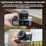Attacco a slitta a L per fotocamera Fujifilm X-E5 Flymile, per scatti con una sola mano., Black Ebony, Silver Walnut
