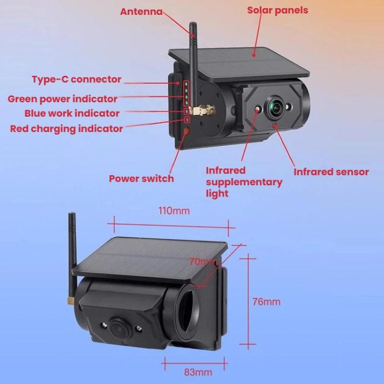 Videocamera di retromarcia HD wireless WIFI ad energia solare magnetica per auto.