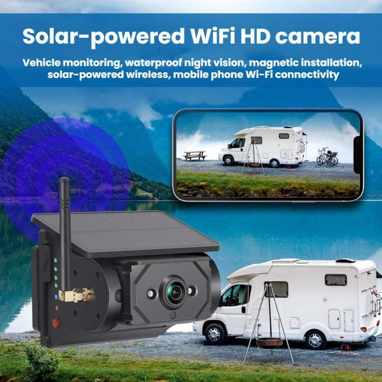 Videocamera di retromarcia HD wireless WIFI ad energia solare magnetica per auto.
