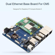 Scheda di espansione a doppia porta di rete WAVESHARE CM5 per Raspberry Pi, con supporto per modulo di comunicazione 4G/5G., EU Plug, US Plug, UK Plug