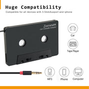 Adattatore per lettore di cassette per auto Zeesean con spina stereo da 3,5 mm., BT004