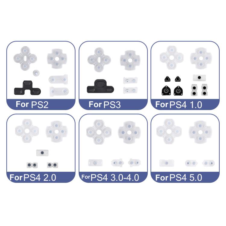 Pulsante in gomma conduttiva del gamepad con cuscinetto morbido, For PS2 10sets, For PS3 10sets, For PS4 10sets 1.0, For PS4 10sets 2.0, For PS4 10sets 3.0/4.0, For PS4 10sets 5.0