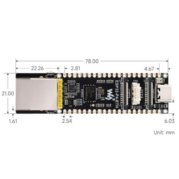 Scheda sviluppo ESP32-P4 con porta Ethernet RJ45 100 Mbps