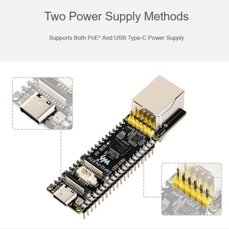 Scheda sviluppo ESP32-P4 con porta Ethernet RJ45 100 Mbps