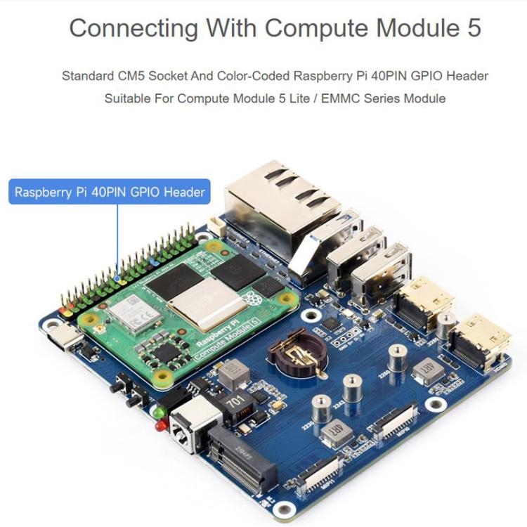 Scheda base Waveshare Dual Ethernet per Raspberry Pi CM5