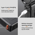 Ventilatore turbo portatile ad alta velocità con display digitale F1, mini ventilatore turbo per esterni, campeggio e riunioni., Black