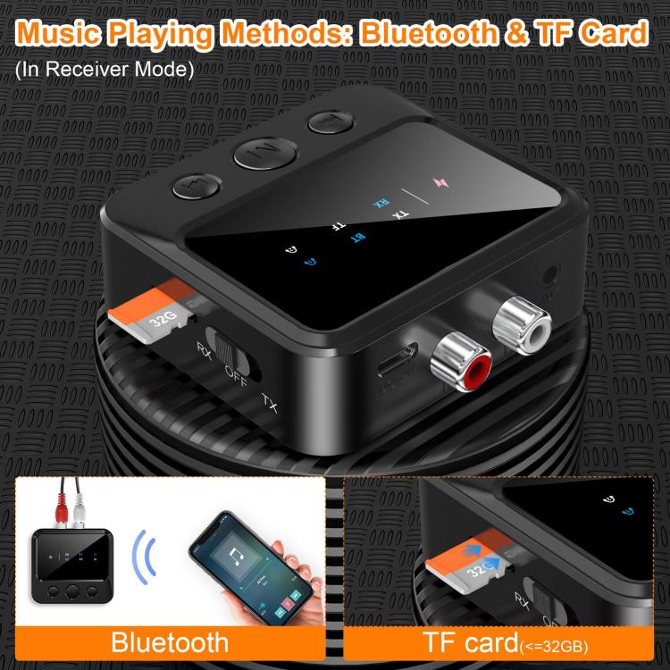 Adattatore trasmettitore/ricevitore audio Bluetooth 5.4 con riproduzione da scheda TF, C56
