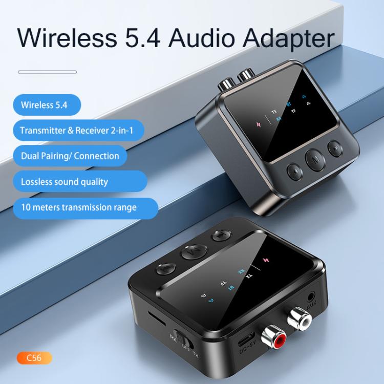 Adattatore trasmettitore/ricevitore audio Bluetooth 5.4 con riproduzione da scheda TF, C56