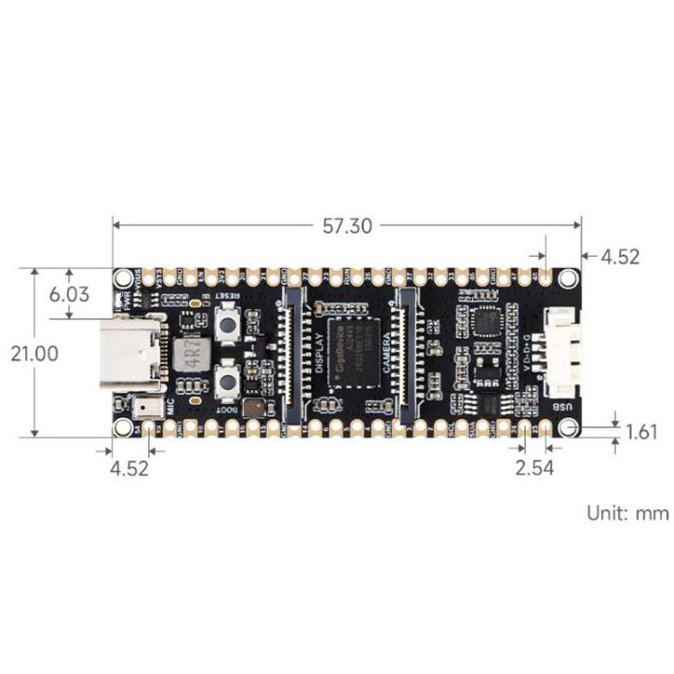 Scheda sviluppo RISC-V dual-core 32 bit 8x5 cm