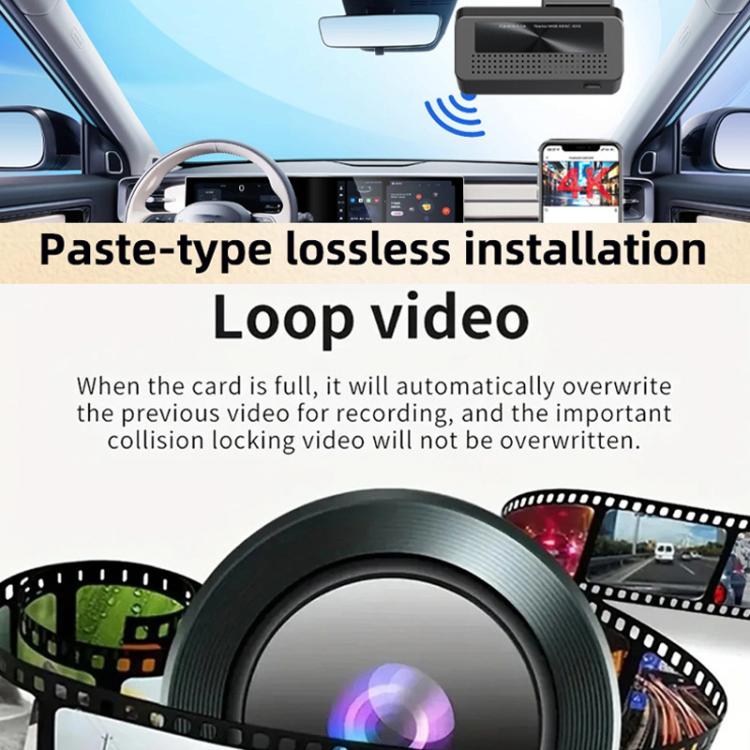Telecamera da cruscotto M68 1080P HD con visione notturna e schermo senza soluzione di continuità, registrazione di monitoraggio parcheggio 24 ore su 24., Front  + WIFI, Front + Rear  + WIFI