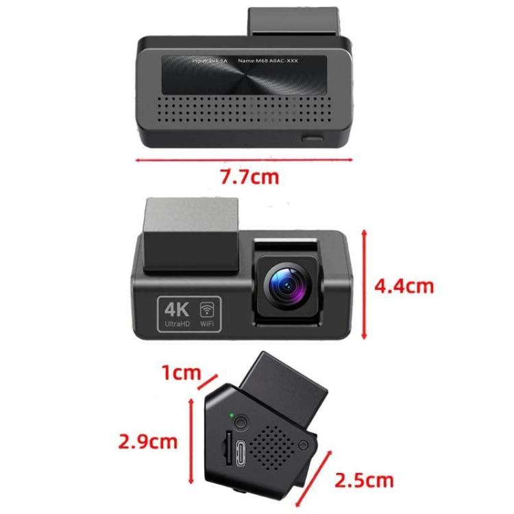 Telecamera da cruscotto M68 1080P HD con visione notturna e schermo senza soluzione di continuità, registrazione di monitoraggio parcheggio 24 ore su 24., Front  + WIFI, Front + Rear  + WIFI