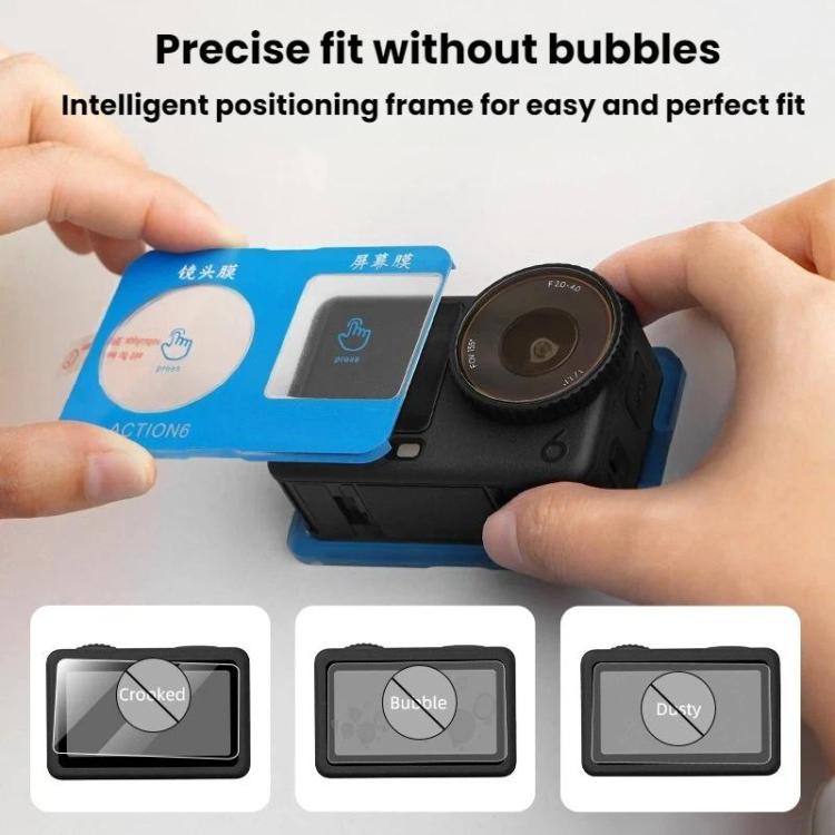 Pellicola protettiva in vetro temperato HD per obiettivo della fotocamera DJI Osmo Action 6 Flymile.