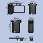 Adattatore Flymile esteso per DJI Osmo Action 4 / 3 / 5 Pro - Gabbia per conigli, Handle, Set Plastic Version