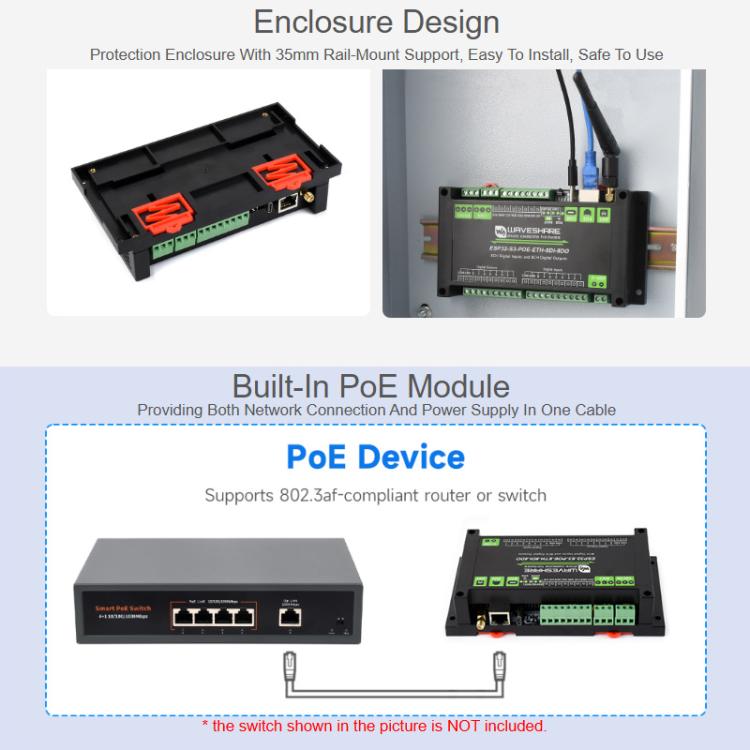 Scheda controllo 8 canali digitale ESP32-S3 POE ETH