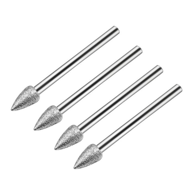 Testina di levigatura diamantata a punta 120 mesh, asta di levigatura fine diamantata, testine di levigatura per incisione su giada, 20pcs Pointed