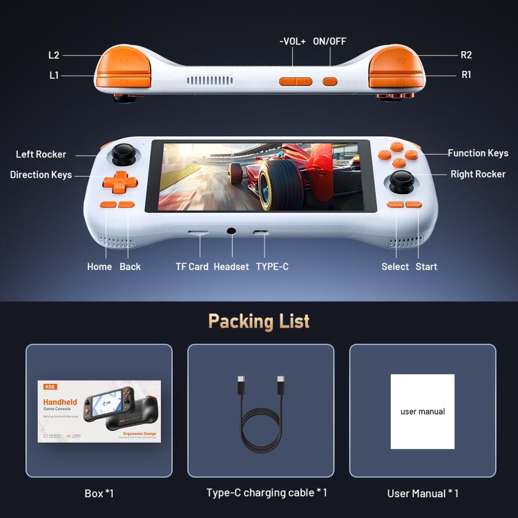 Console di gioco retrò K56 con touchscreen 5,5" Android 14