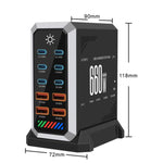 Caricabatterie da tavolo ad alta potenza da 660 W con 6 porte Type-C e 4 porte USB, in nitruro di gallio., US Plug, UK Plug, EU Plug, AU Plug