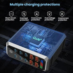 Caricabatterie da tavolo ad alta potenza da 660 W con 6 porte Type-C e 4 porte USB, in nitruro di gallio., US Plug, UK Plug, EU Plug, AU Plug