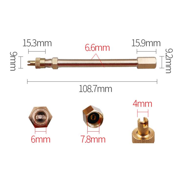 Prolunga per valvola per monopattino e bicicletta senza pedali, ugello di gonfiaggio in rame puro per pneumatici tubeless., 10.87cm