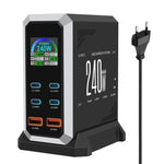 Caricabatterie da 240 W con display dinamico e finitura in nitruro di gallio, dotato di 4 porte Type-C e 2 porte USB., AU Plug, US Plug, EU Plug, UK Plug