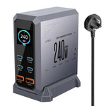 Caricabatterie da 240 W con display dinamico e finitura in nitruro di gallio, dotato di 4 porte Type-C e 2 porte USB., AU Plug, US Plug, EU Plug, UK Plug