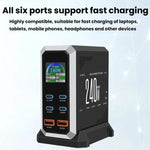 Caricabatterie da 240 W con display dinamico e finitura in nitruro di gallio, dotato di 4 porte Type-C e 2 porte USB., AU Plug, US Plug, EU Plug, UK Plug