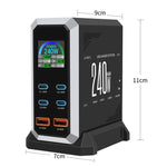 Caricabatterie da 240 W con display dinamico e finitura in nitruro di gallio, dotato di 4 porte Type-C e 2 porte USB., AU Plug, US Plug, EU Plug, UK Plug