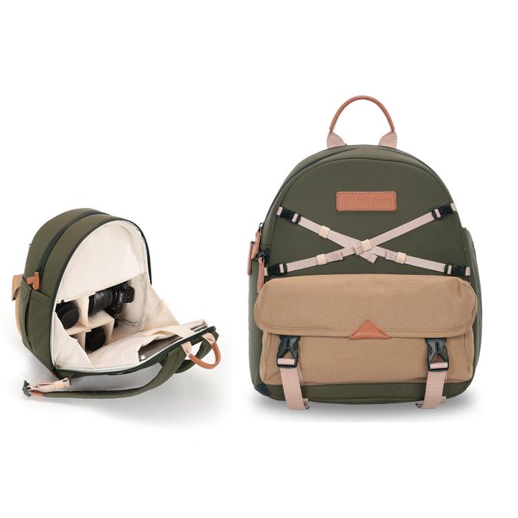 Borsa a tracolla casual Cwatcun D249 per fotocamera DSLR, decompressa e ad accesso rapido., Small Army Green, Medium Army Green