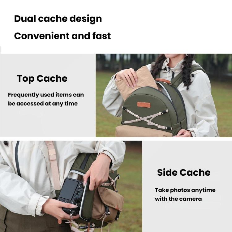 Borsa a tracolla casual Cwatcun D249 per fotocamera DSLR, decompressa e ad accesso rapido., Small Army Green, Medium Army Green