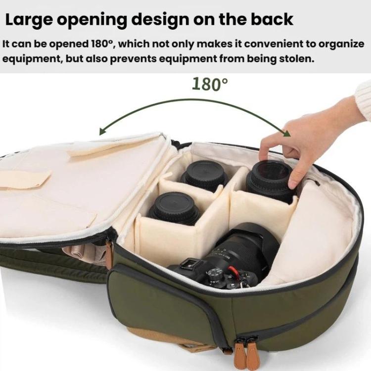 Borsa a tracolla casual Cwatcun D249 per fotocamera DSLR, decompressa e ad accesso rapido., Small Army Green, Medium Army Green