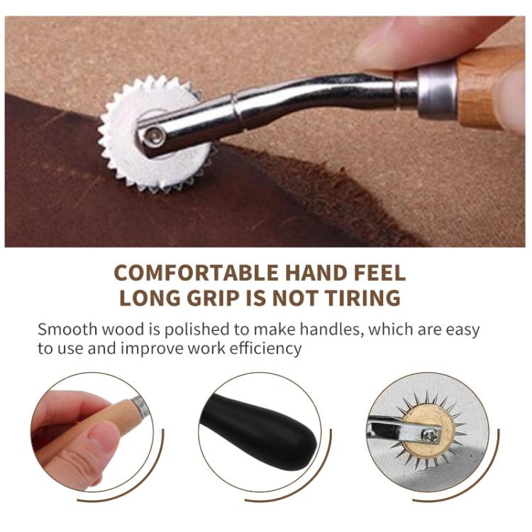 Ruota per marcatura della pelle, strumento per la creazione di modelli di sartoria, rullo, Standard SKC Wooden Handle, Standard Steel Tooth Handle, Plastic Steel Tooth Handle, Wooden Steel Tooth Handle