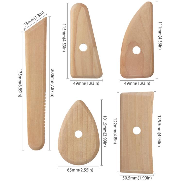 Ceramica, argilla, intaglio, arte, ceramica morbida, utensili in legno, coltello scheletro in legno fatto a mano, 5pcs /Pack Wooden Tools