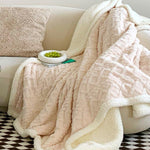 Coperta invernale spessa in taffetà e pile color corallo