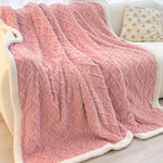 Coperta invernale spessa in taffetà e pile color corallo