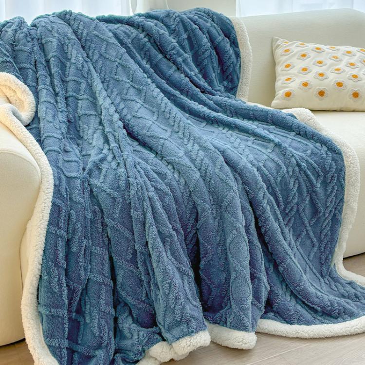 Coperta invernale spessa in taffetà e pile color corallo